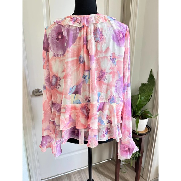 Vici Floral Ruffle Boho-Chic Blouse Size Large - Picture 5 of 10